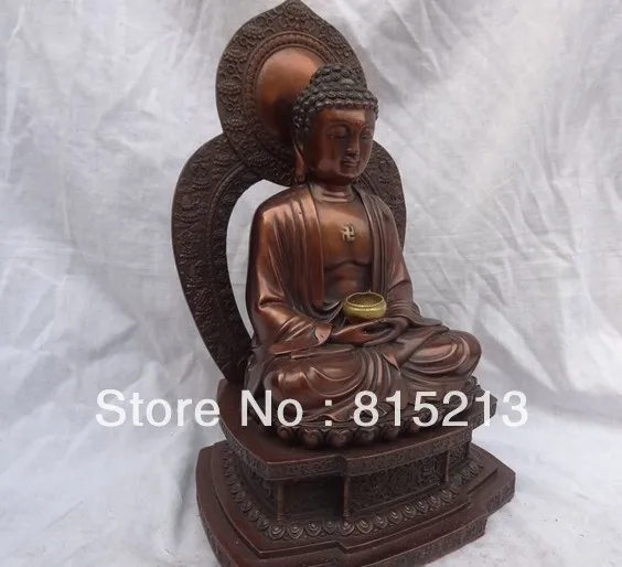 

bi00130 12" China Pure Bronze Shakyamuni Joss Set Tibet Sakyamuni Buddha Bowl Statue