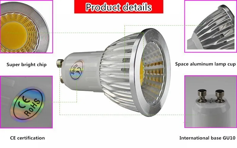 100 шт., DHL, ультра яркий, с регулируемой яркостью, 9 Вт, 12 Вт, 15 Вт, 85~ 265 В, GU10, светодиодный прожектор, COB GU10, светодиодный светильник, CE/RoHS, теплый/холодный белый