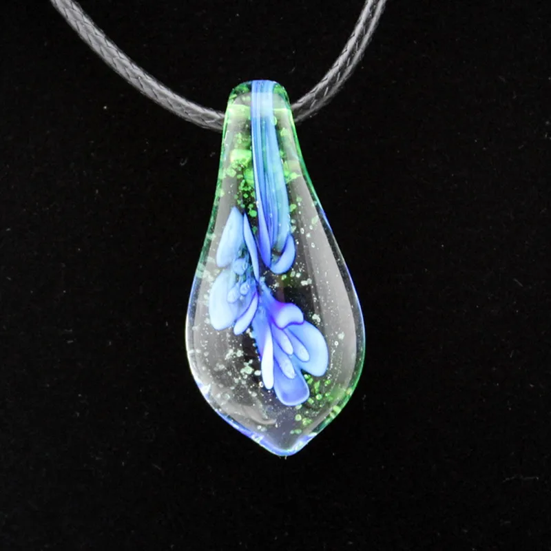 Горячая цветок фосфоресцирующий лэмпворк стеклянные подвески капля ожерелье из муранского стекла чокер для девушек женские ювелирные изделия YN568 - Окраска металла: Royal blue