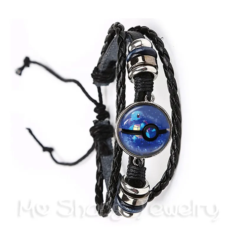 

Vaporeon Pokemon Pokeball Bracelet Fashion Round Vulpix 20mm Glass Dome Black/Brown 2 Color Leather Bracelet Adjustable Bangle