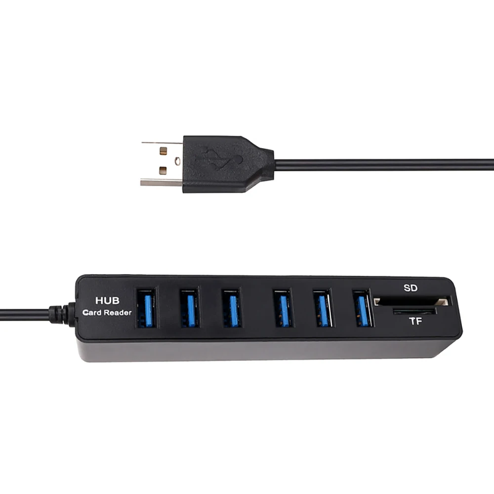 6 портов USB концентратор 2,0 картридер Компьютерные аксессуары Поддержка TF SD концентратор-картридер USB 480 Мбит высокоскоростной разветвитель для камеры
