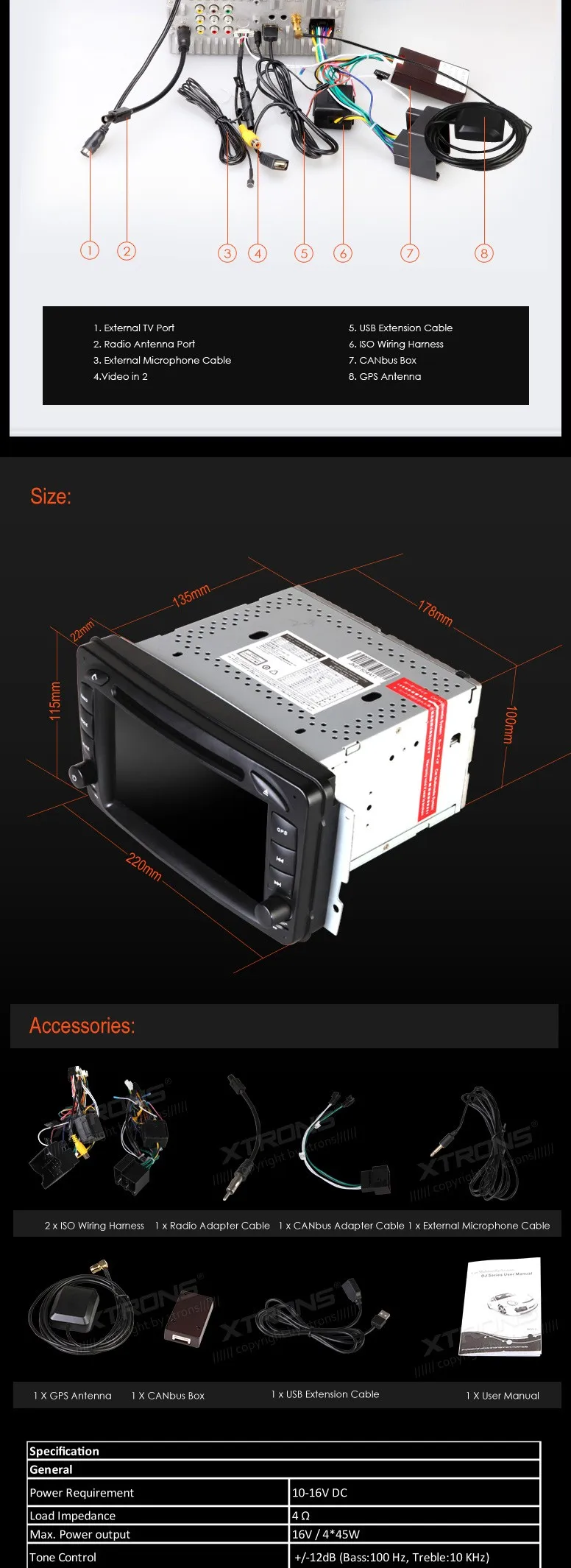 Perfect XTRONS DVD Player For Mercedes-Benz Vaneo 2 din car audio 1080P Video Dual Channel CANbus HD Touch Screen with GPS Navigation 6