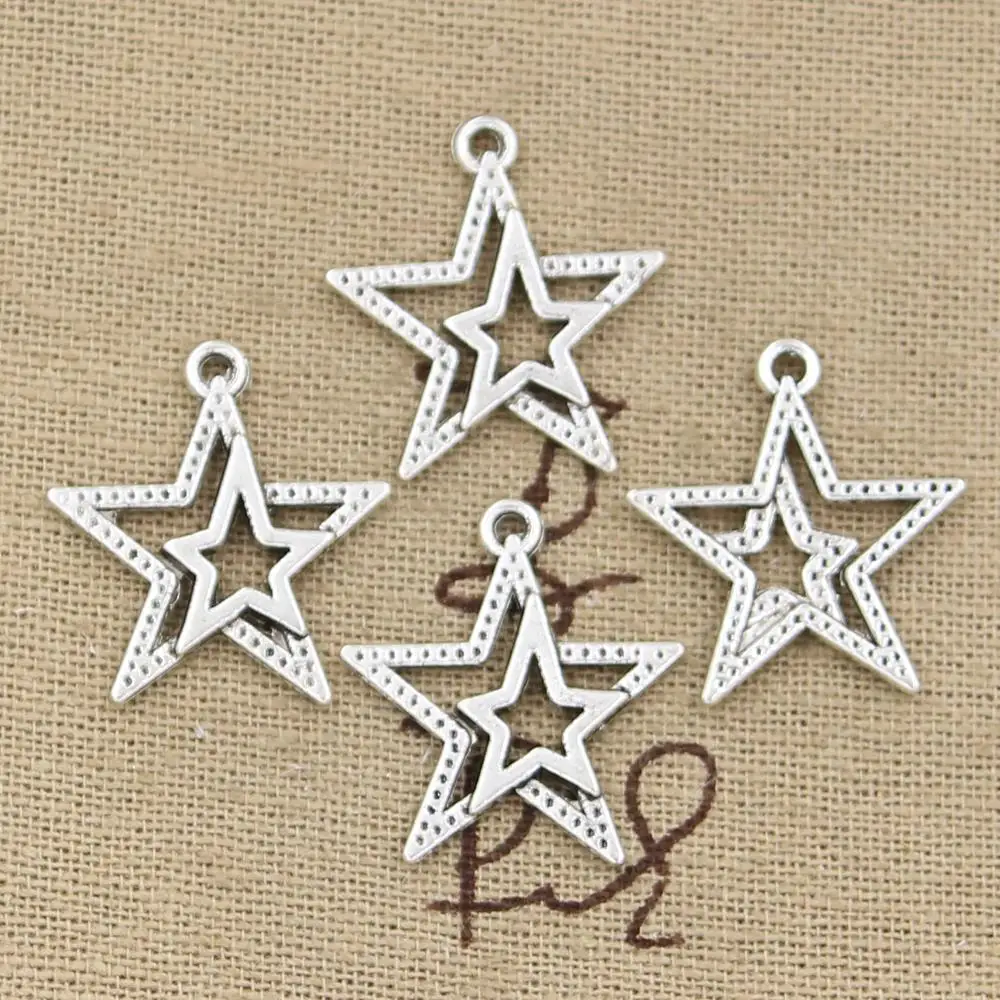 30pcs Charms Star Pentagram 23x20mm Antique Bronze Silver Color Pendants Making DIY Handmade Tibetan Jewelry | Украшения и