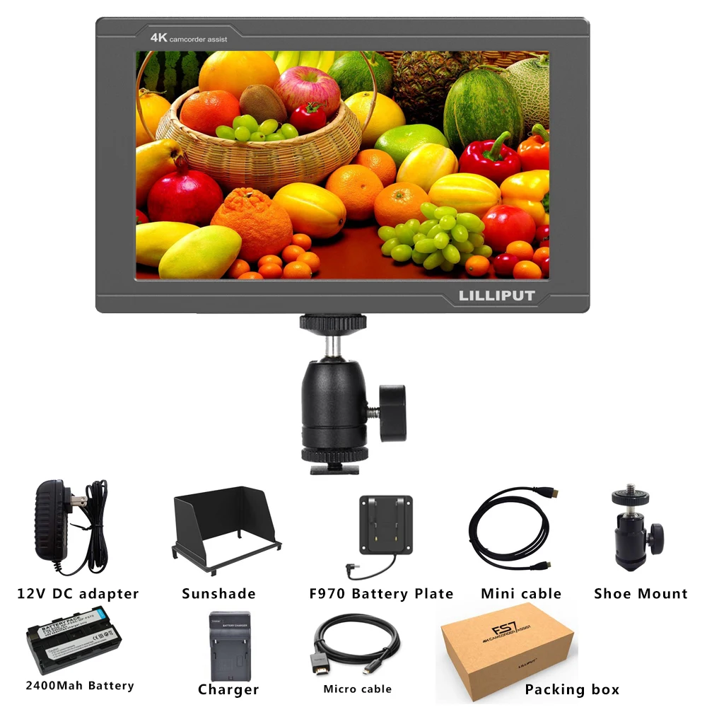 

Lilliput FS7 3G SDI 4K HDMI DSLR Monitor 7 Inch LCD IPS Full HD 1920x1200 Portable On Camera Field Monitor for Cameras Rig