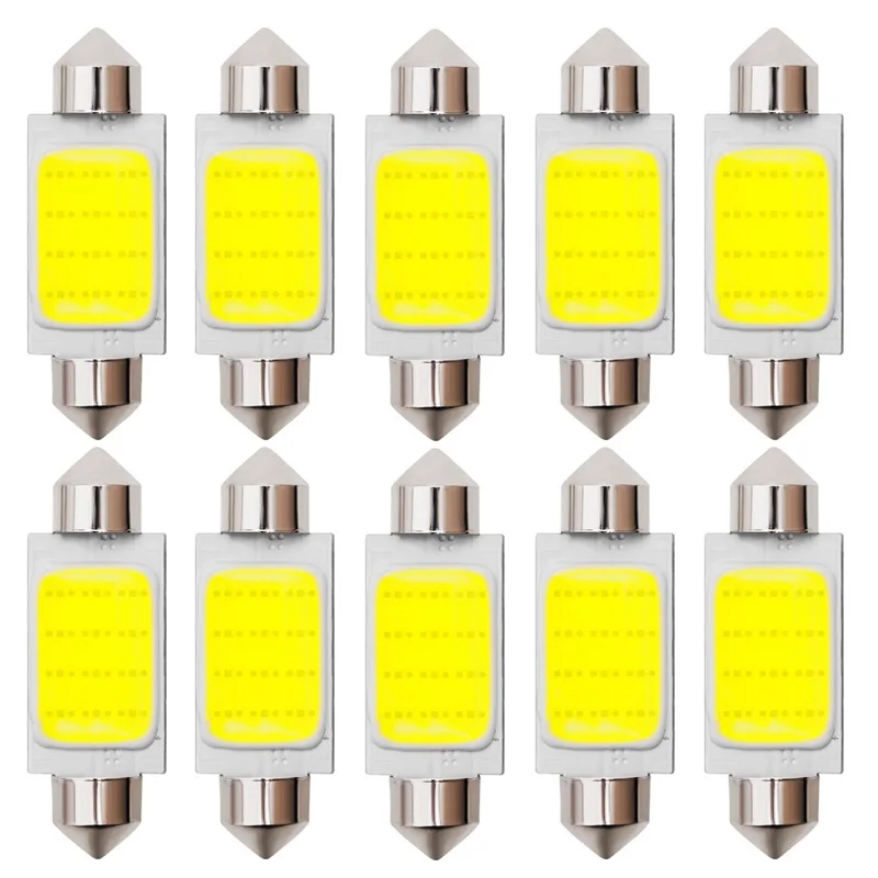 

10pcs Festoon 31mm 36mm 39mm 41mm C5W C10W COB LED Auto Licence Plate Light Car Housing Interior Dome Lamp Roof Reading Bulb 10X
