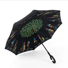 Folding Reverse Umbrella Double Layer Inverted Windproof Rain Car Umbrellas For Women Folding Reverse Umbrella Double Layer Inverted Windproof Rain Car Umbrellas For Women