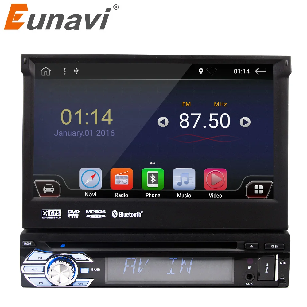 Eunavi 7 Universal 1 din Android 6 0 Quad Core font b Car b font DVD
