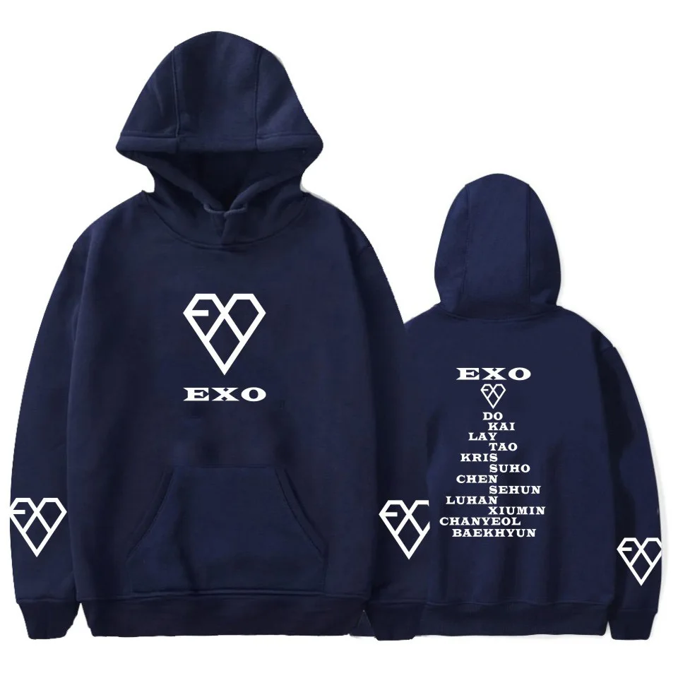 EXO Kpop 2019 новые толстовки уличные хипстерские Мужские Повседневные свитера с капюшоном пуловеры wo мужские толстовки корейская мода уличная