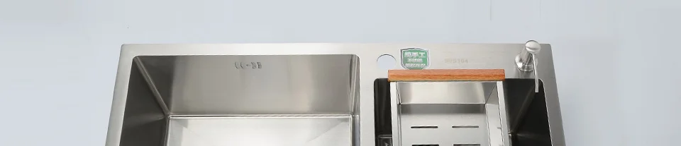 SUS304 нержавеющая сталь никель ручная работа 3 мм Экстра-Толстая кухонная раковина с ситечком, корзина и диспенсер для мыла