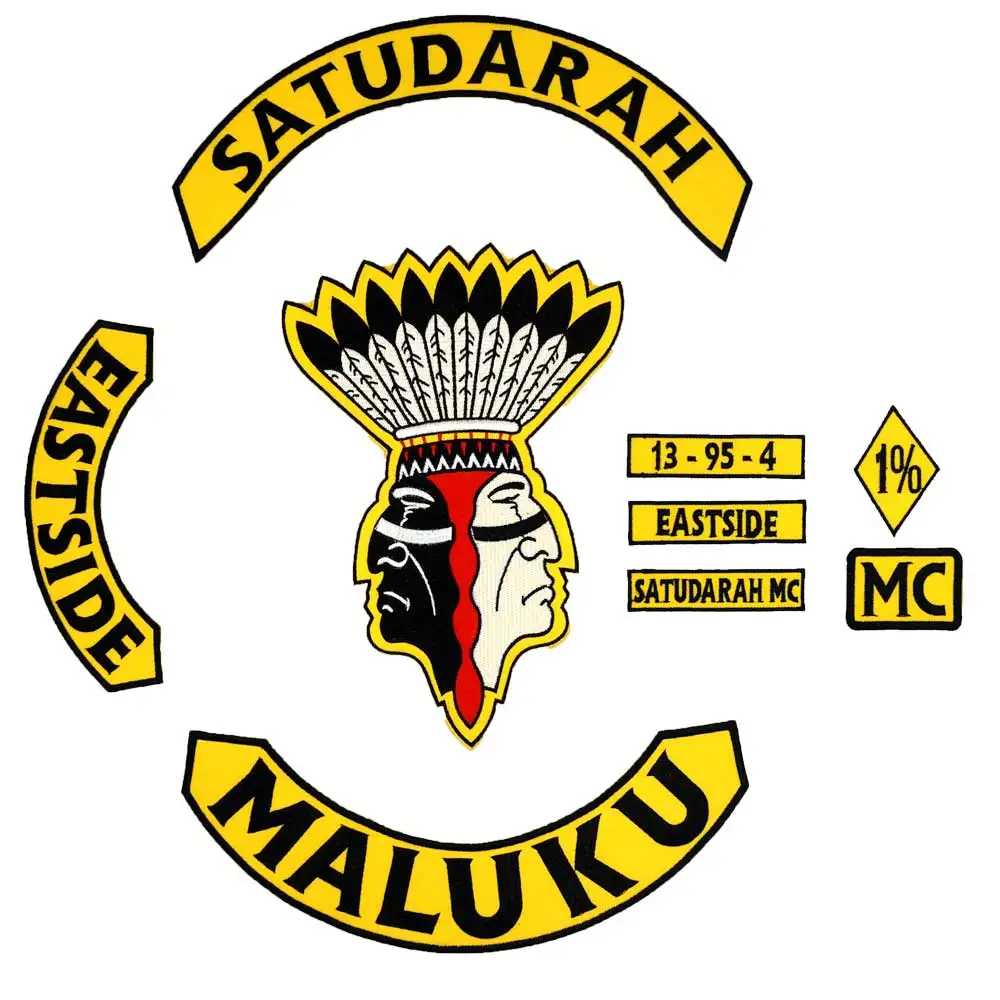Большой вышитый панк-Байкерский нашивка SATUDARAH MALUKU одежда наклейки аксессуары