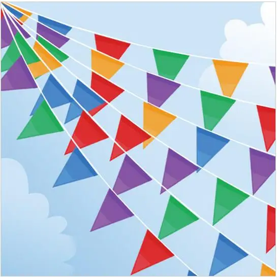 

New 70m/lots Fabric Party Bunting Colorful Flags Banner For Party Wedding Outdoor Event Store Opening Pennants Decoration Cq001