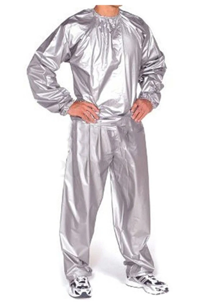 Горячая JHO-сверхмощный снижение веса потогонный костюм для сауны Упражнения Тренажерный Зал анти-рип серебро 2XL