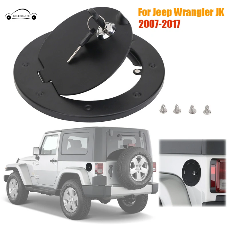 

For 2007-2017 Jeep Wrangler JK Fuel Tank Cap Oil Catch Tank Cover Lock Anti Thieft Aluminum Fuel Filler Door Cover KOLEROADER //