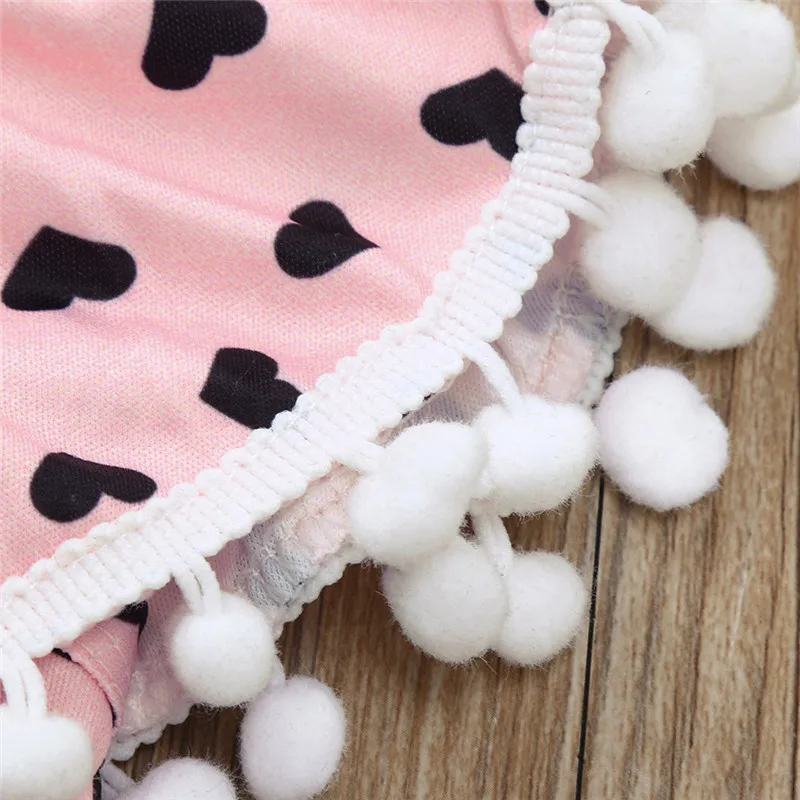 Girls suit summer 2019 new   2Pcs Baby Girls Infant Heart Tassel Jumpsuit Romper+Headband Set Clothes  (7)