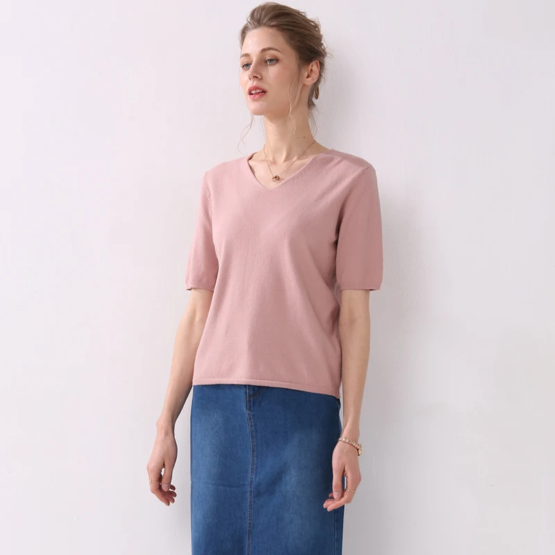 Chicken Heart V-neck Sweater Spring Dress 2019 New Sleeve Loose Short Sleeve Knitted Bottom Blouse For Early Spring Sweater Chicken Heart V-neck Sweater Spring Dress 2019 New Sleeve Loose Short Sleeve Knitted Bottom Blouse For Early Spring Sweater