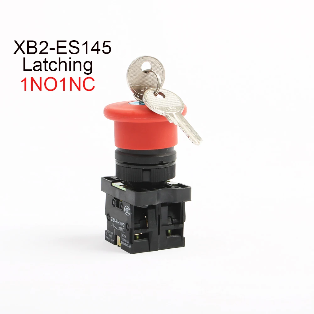 XB2-ES142 XB2-ES145 XB2-ES542 1NC/1NO1NC ключ перезагрузка, экстренная остановка кнопочный переключатель/фиксацией, Грибовидная головка 40 мм кнопочный переключатель