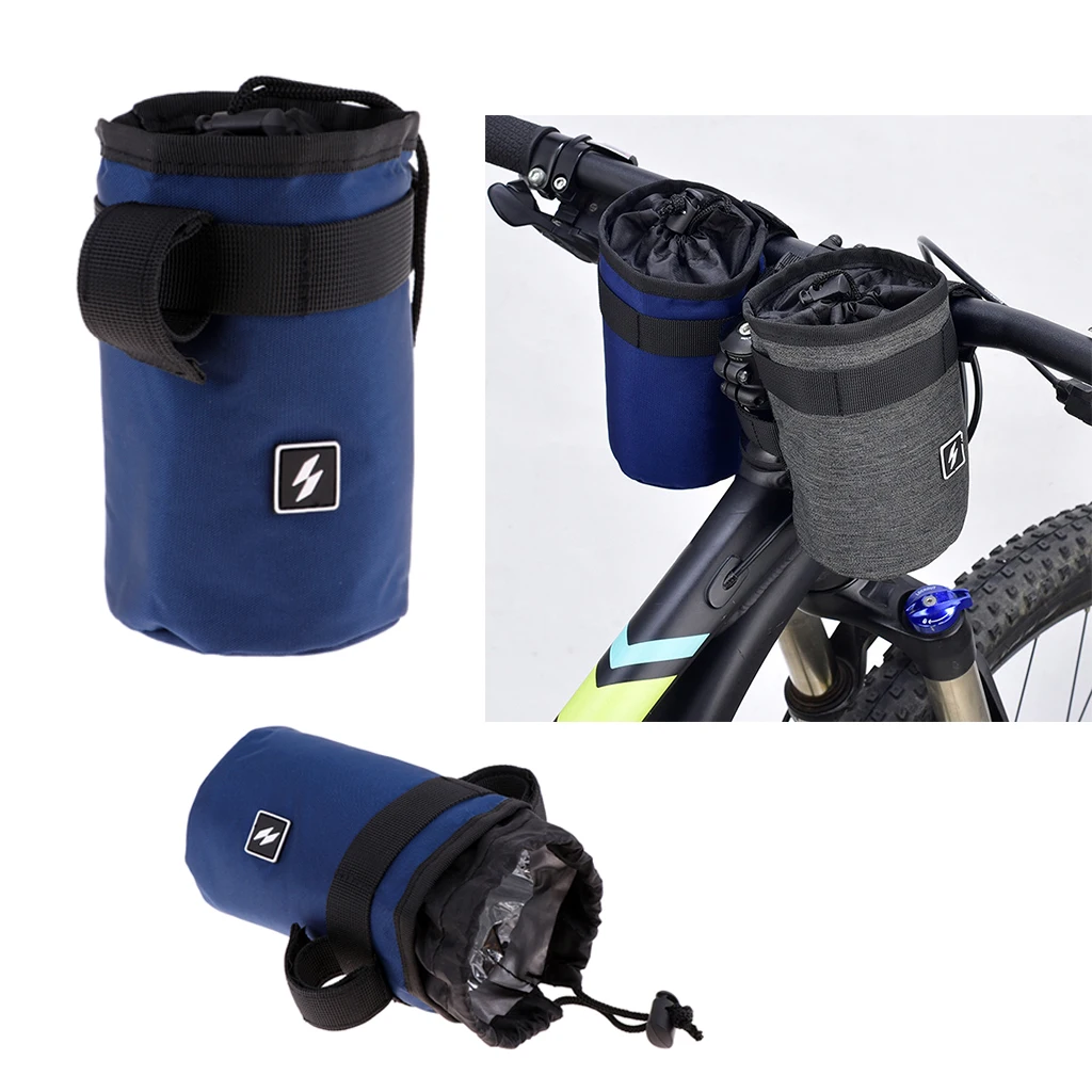 2-Counted Bike Front Handlebar Bottle Pouch/Sleeve with Carrying Handle & Adjustable Strap for Flask Bottles, Kettles