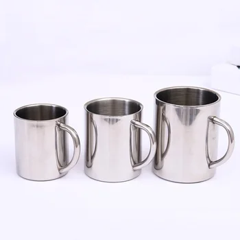 

220 300 400ml Double Layer Stainless Steel Mugs Coffee Cups Climbing Camping Cup with Handle WB340