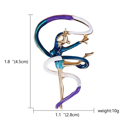 Rinhoo, эмаль, художественная гимнастика, балетная танцовщица, Женская Брошь, заколка, подарок на год, балетная танцовщица, милая идеальная Ювелирная брошь, булавки - Окраска металла: 13