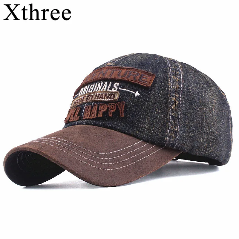 Xthree جديد الرجال كاب الدنيم البيسبول قبعات للرجال الشارع الشهير النساء أبي قبعة snapback التطريز عارضة كاب casquette قبعة بتصميم هيب هوب