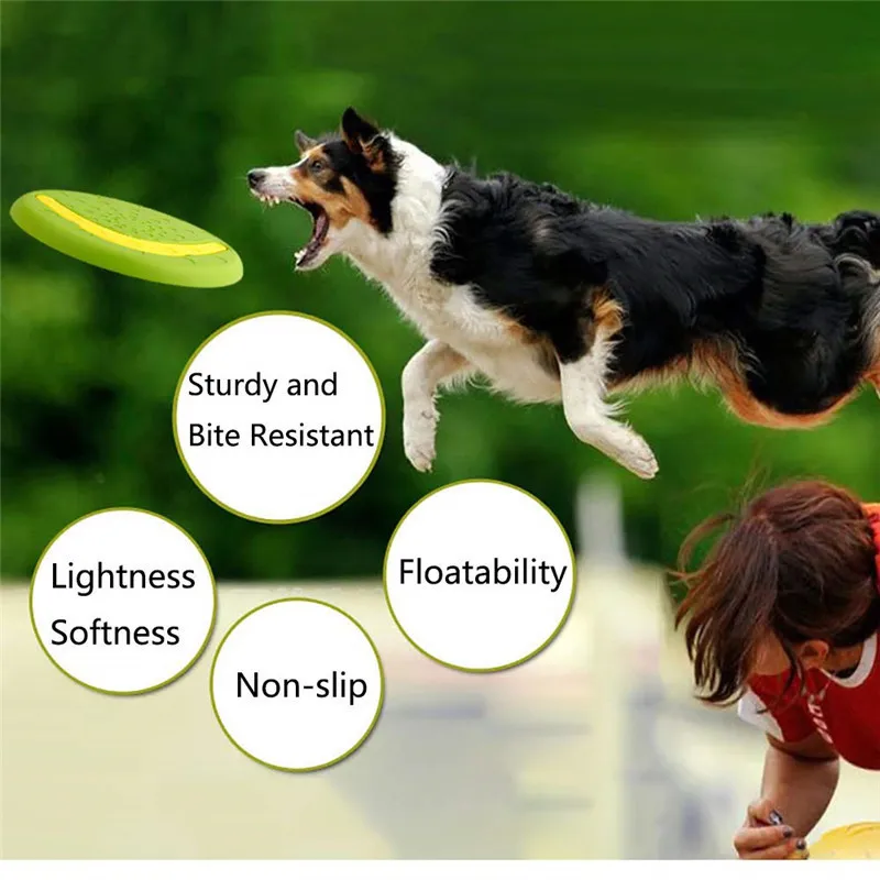 2 в 1 прочная пластиковая игрушка для собаки Интерактивная для больших собак молярный зуб устойчивая к укусам пена летающее кольцо наружные диски