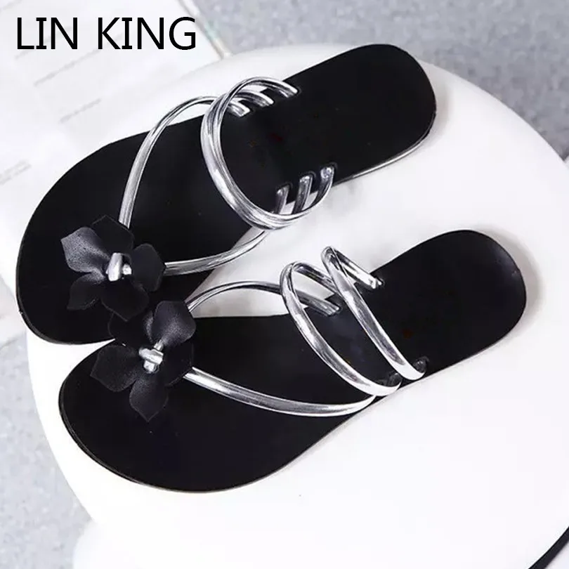 LIN KING/модные однотонные женские Тапочки низкий каблук Удобная летняя Уличная