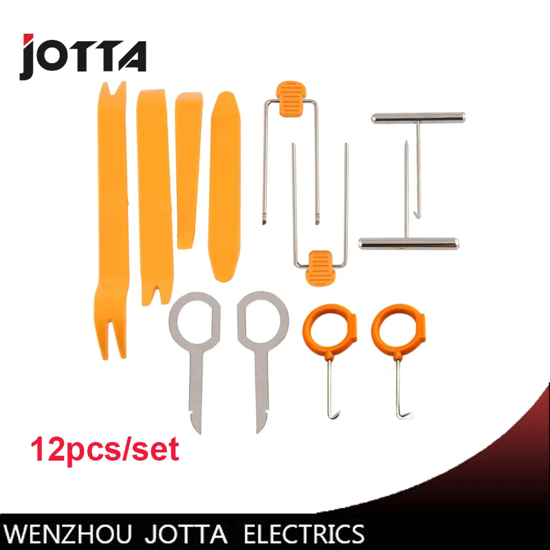 

Convenient 12pcs/set Professional Vehicle Dash Trim Tool Panel Audio Dismantle Remove Install Pry Kit Refit Set Repairing Tools