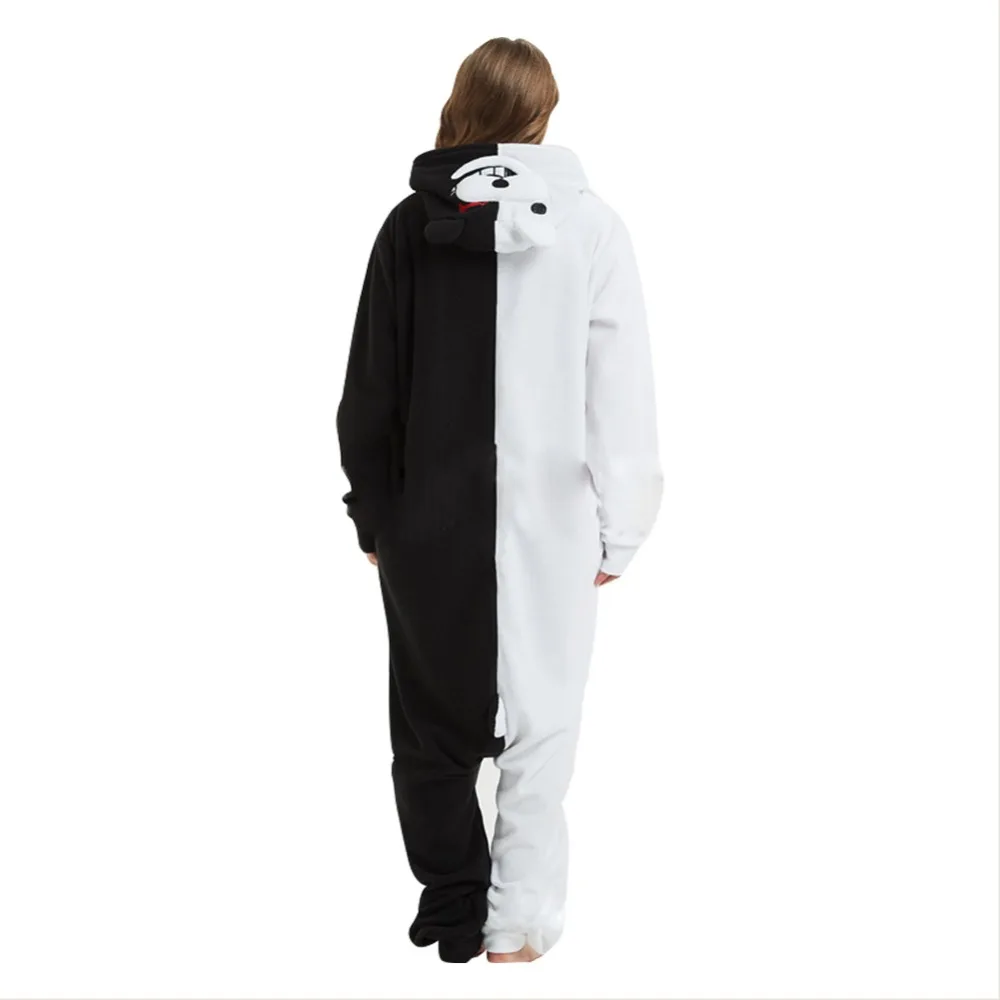 Животное Danganronpa Косплэй пижамы Monokuma кигуруми черный белый цвет медведь