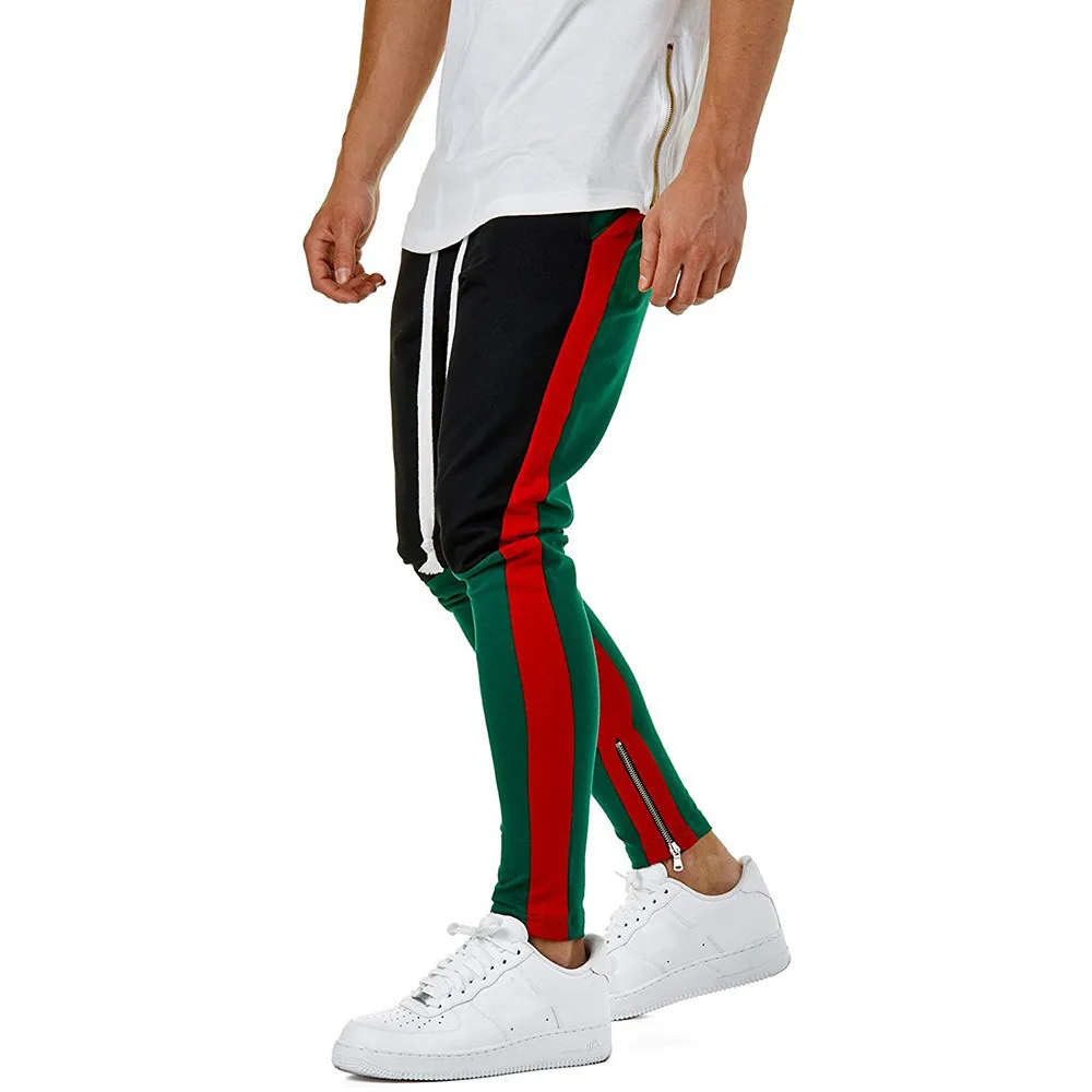 patchwork slim sports jogger pants