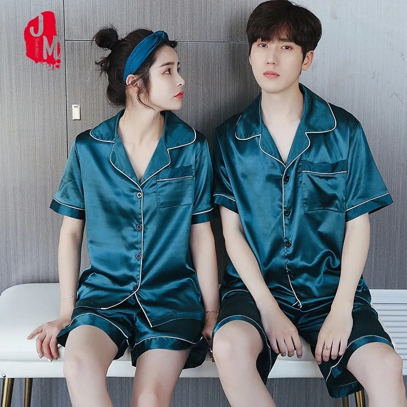 

Summer Silk Men Pajama Set Satin Sleepwear Men Suits Short Pyjamas Short Silk Men's Pajamas Solid Men's Sleepwears Sets L XL XXL