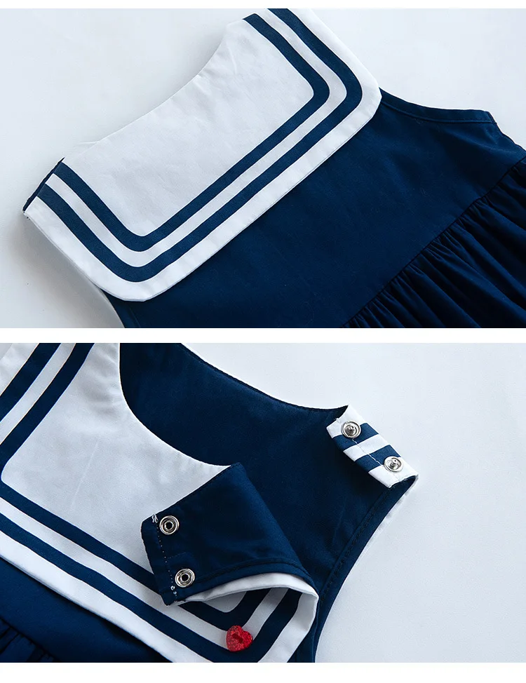 2018 New Toddler Girl Dress Child Sleeveless Dresses for Girls Kids Sailor Collar Summer Dress for school Clothing Children  (7)