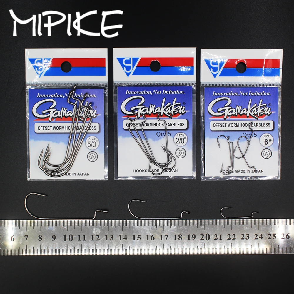5pcs/lot Fishing Soft Worm Hooks Hi Carbon Steel Wide Super Lock Fishhooks Lure Softjerk Hooks 6#-5/0 Fishing Tackle gamakatsu