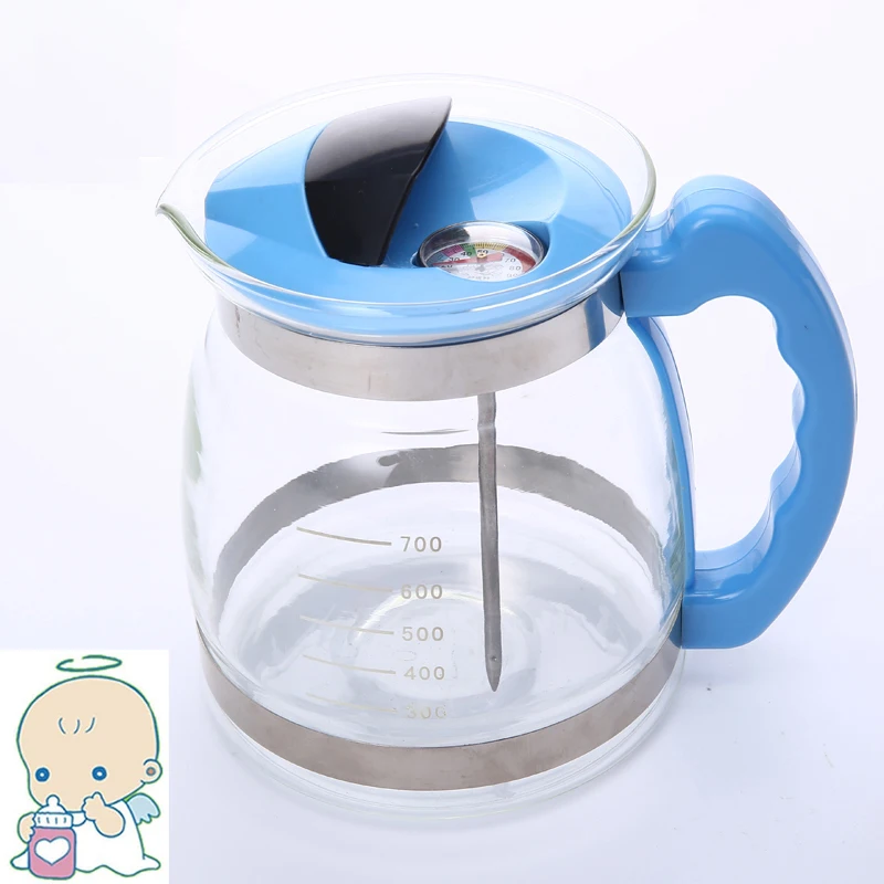 Temperature adjustable glass milk Bottle for babies with thermometerin