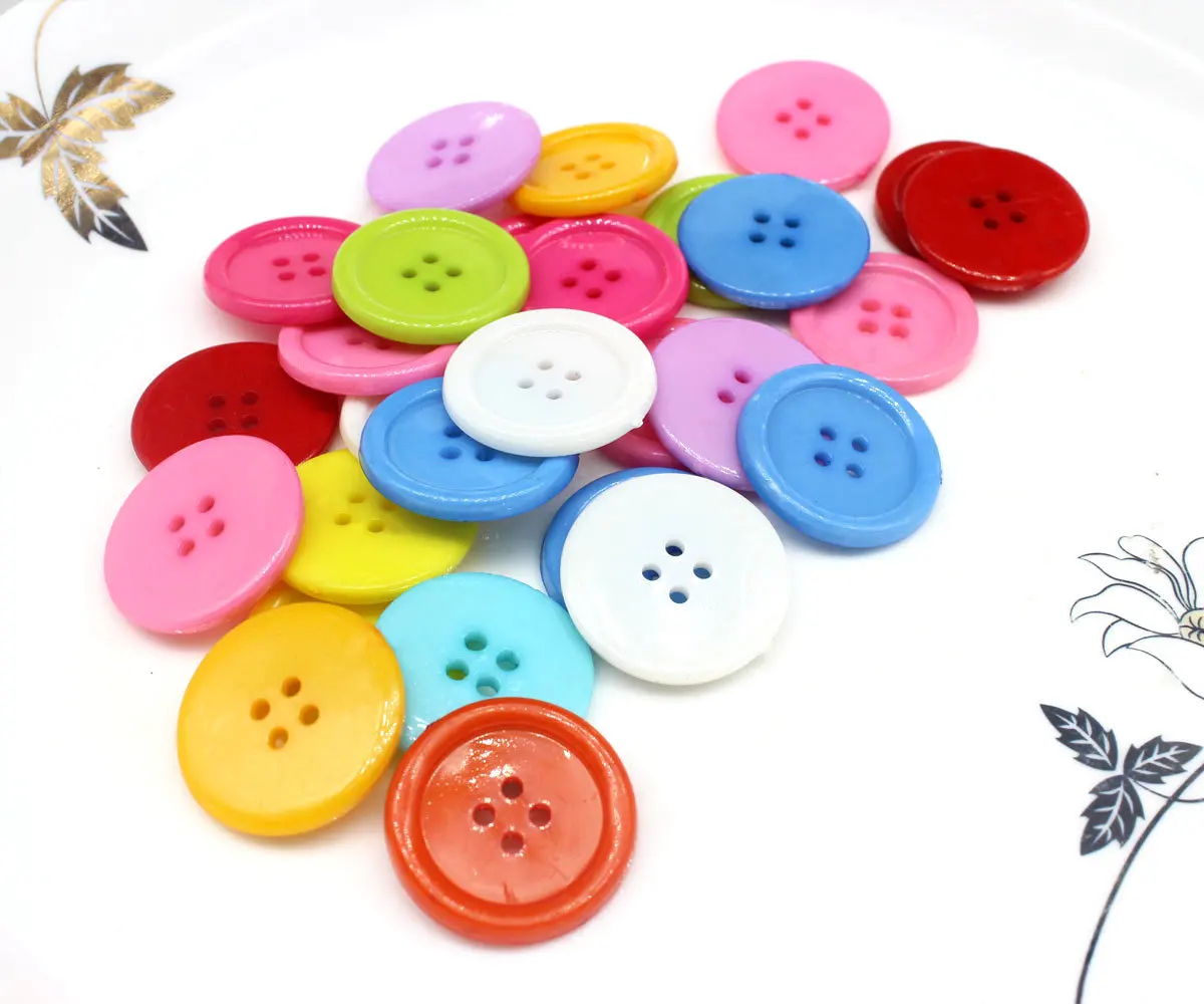 500pcs Acrylic Nylon Plastic Sewing Buttons Mix Colors 25mm ,edged 4