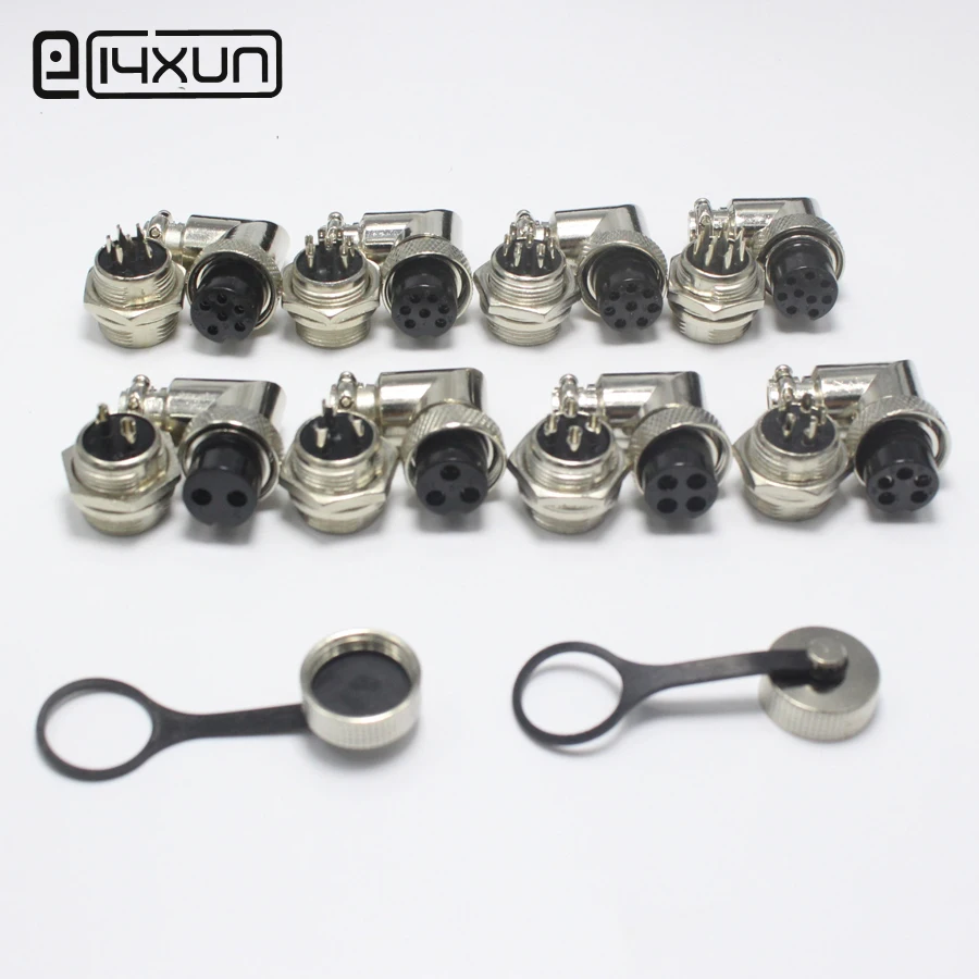 

1Set GX16 Aviation Connector 2 3 4 5 6 7 8 9 Pin XLR Right Angle Male Plug + Female jack 16mm PCB Chassis Mount Socket