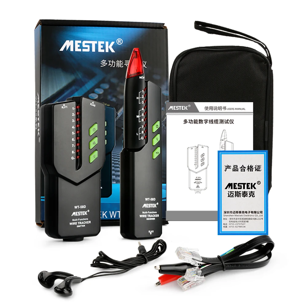 MESTEK RJ11 RJ45 No Interference Telephone Wire Tracker Tracer Toner Ethernet Lan Network Cable Tester NVC Detector Line Finder