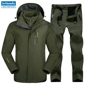 

Plus Size Men Skiing Ski-wear Waterproof Hiking Outdoor jacket Snowboard jacket Ski suit men Large Size Snow jackets