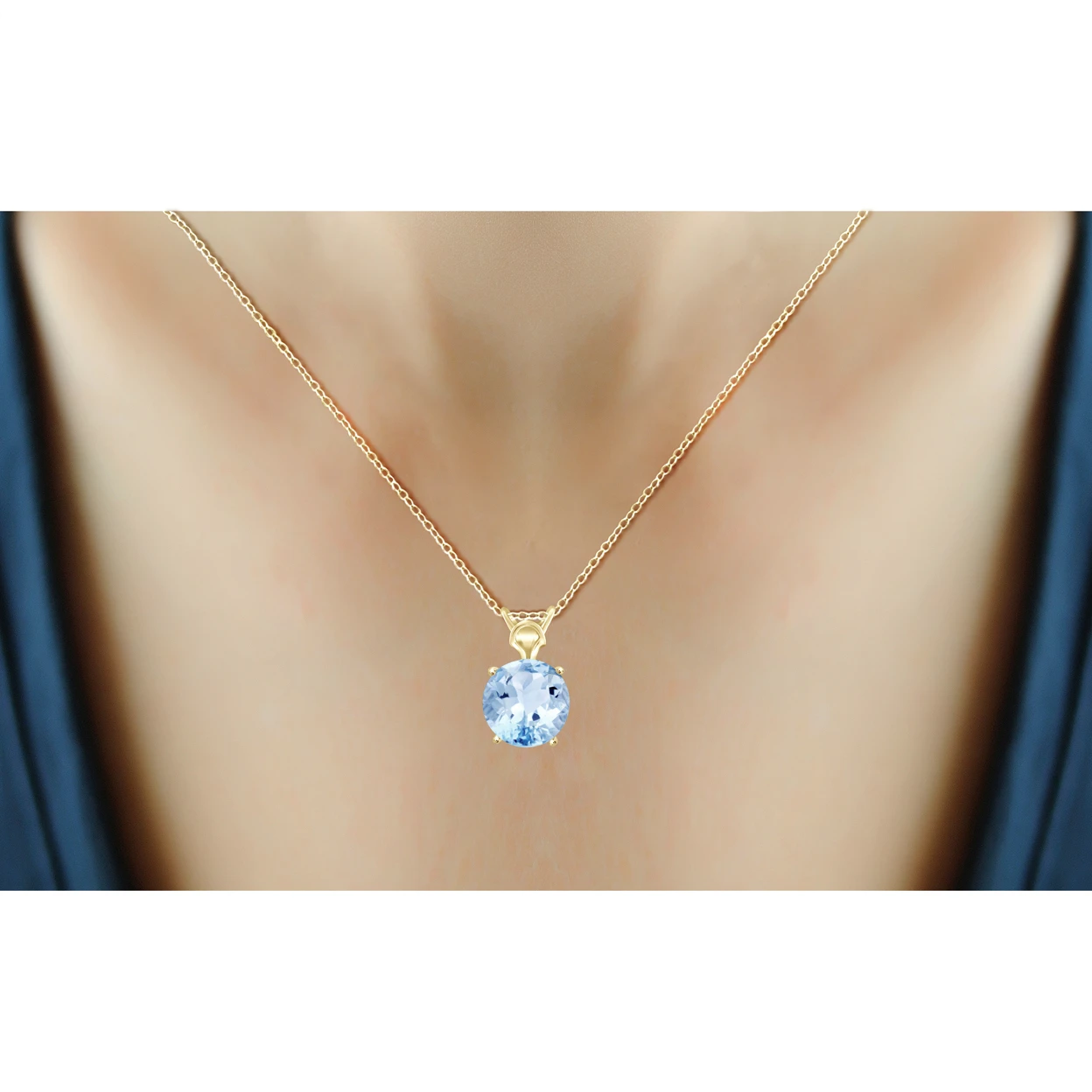 JewelonFire 5 3/4 Carat T.G.W. Sky Blue Topaz 14kt Gold Over Silver Pendant (2)
