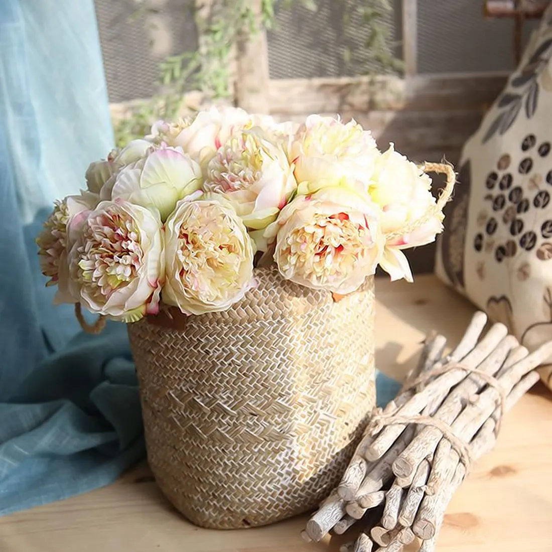 

Artificial Flowers Peony 5 Heads Silk Flower Wedding Decoration Bouquet Fall Vivid Fake Home Wedding Flower Bouquets Decoration