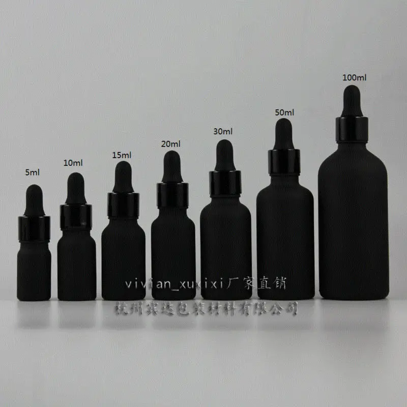 30pcs 20ml black frosted Glass Essential Oil Bottle With ring and rubber dropper cap Container | Красота и здоровье
