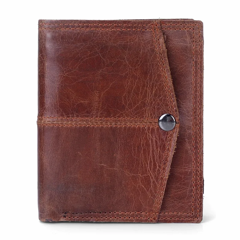 

New Men Short Wallets Brown Bifold Wallet Mens Brand Leather Card holder Coins With Zipper Wallet Purses Pockets