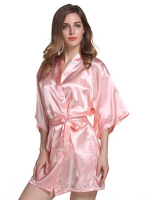 Short Style Woman Silk Kimono Robes Wedding Party Bridesmaid Robe RB029