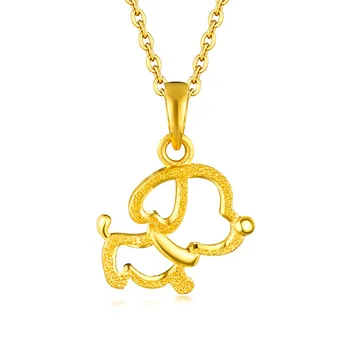 

Pure 24K Yellow Gold Zodiac Dog Pendant hollow 3D designer pendant 2g