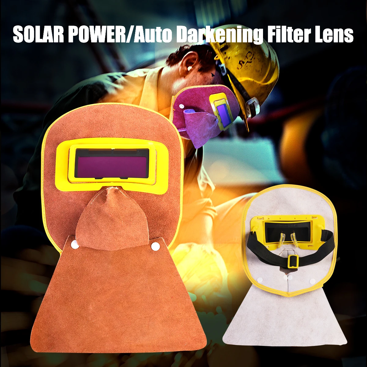 

Protable Leather Welding Mask Solar Auto Darkening Filter Lens Hood Helmet Mask