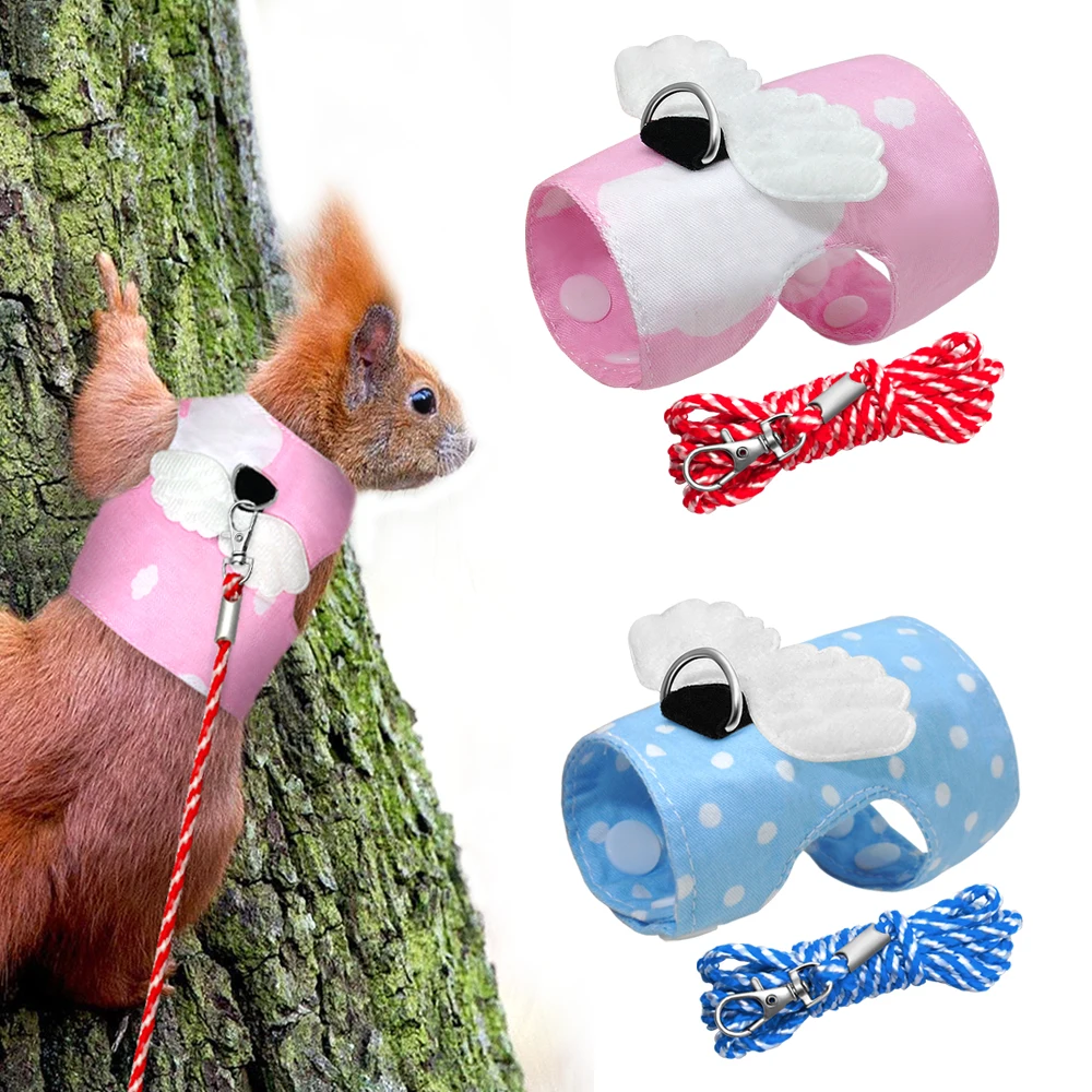 

Hamster Rabbit Harness Vest and Leash Set Small Animals Pet Harnesses For Ferret Guinea Pig Bunny Puppy Kitten Chest Strap Pink
