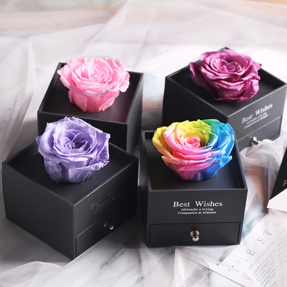 Eternal Flower Forever Rose Valentine Anniversary Glass Dome Gift box Romantic 