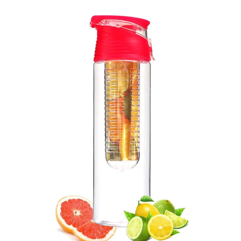 800 мл портативная бутылка для воды для заварки фруктов, Спортивная бутылка для лимонного сока, откидная крышка для кухонного стола, кемпинга, путешествий, на открытом воздухе - Цвет: Rose Red