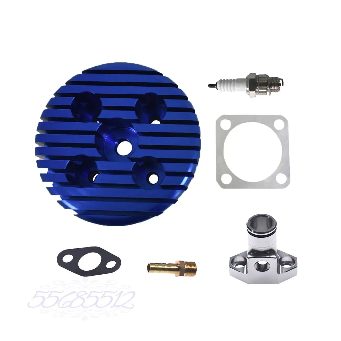 

Blue CNC Cylinder Head&Silver Inlet Manifold For 80cc Engine Motorized Bicycle