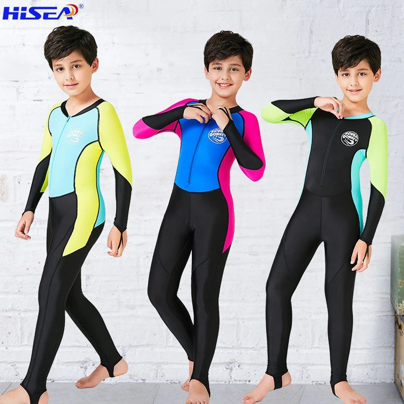 

Hisea Kids Children's Swim Professional Rash Guards Jumpsuits Elasticity Boy Rashguard Swimwear Surf Diving Sunscreen Swimsuit