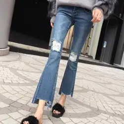 Для беременных Для женщин тонкий отверстие винтажные женские джинсы 2019 новые весенние для беременных женские джинсовые шорты брюки